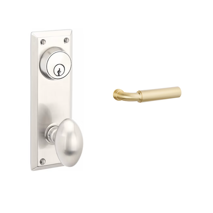 Emtek 8081MNGRH Passage Double Keyed , Sideplate Locksets Quincy 3-5/8 , Manning Lever , RH - Parent