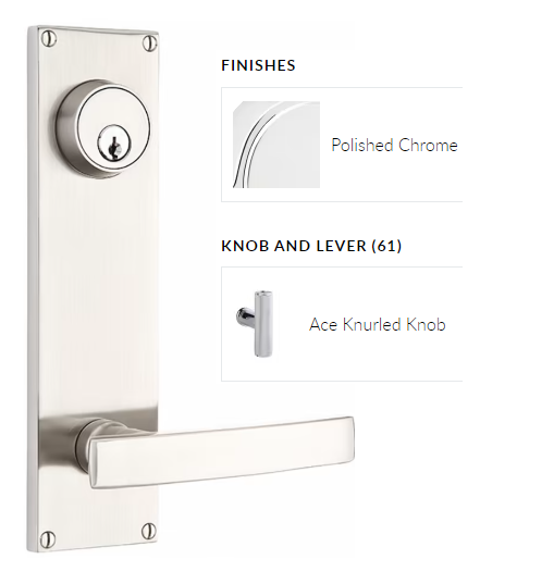 Emtek 8114ACEKN Passage Single Keyed , Sideplate Locksets Modern 5-1/2 , The Ace Knurled Knob - Parent