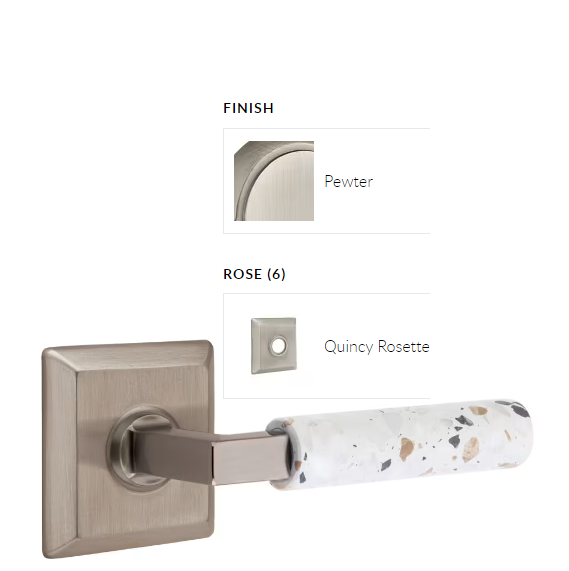 Emtek 8131.LSUS15A.TZLT.LH Select Passage , Quincy Rosette , L-Square Stem , Light Terrazzo Handle , LH - Parent