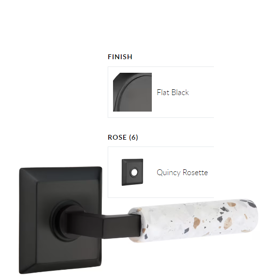 Emtek 8131.LSUS19.TZLT.RH Select Passage , Quincy Rosette , L-Square Stem , Light Terrazzo Handle , RH - Parent