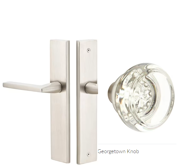 Emtek 8241GT Thumbturn Privacy , Stretto , 10" Plate , Georgetown Glass Knob - Parent