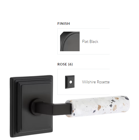 Emtek 8161.LSUS19.TZLT.LH Select Passage , Wilshire Rosette , L-Square Stem , Light Terrazzo Handle , LH