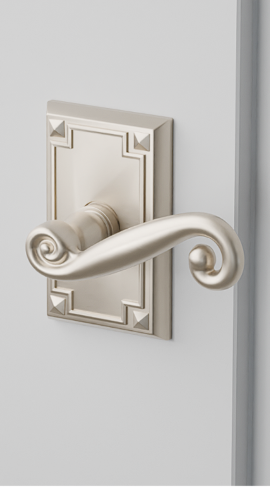 Emtek C5105R Concealed , Passage , Arts and Crafts Rectangular Rosette , Rustic Lever