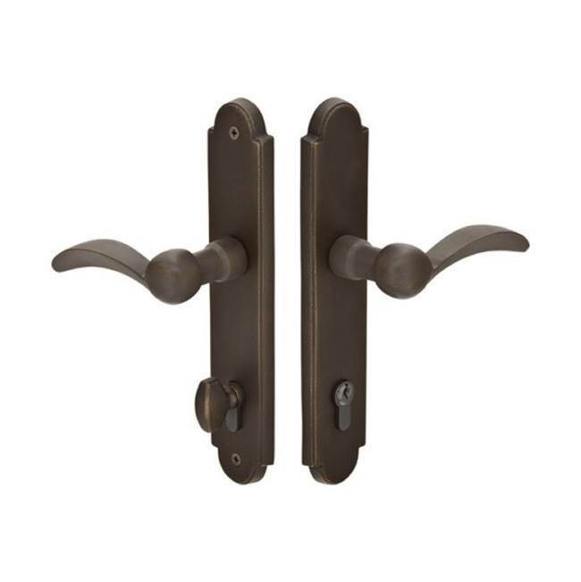 Emtek 1521MTLH Multi Point C5 , Keyed with Euro Profile Cyl , Arched Style , 2" x 10" , Montrose Lever , LH - Parent