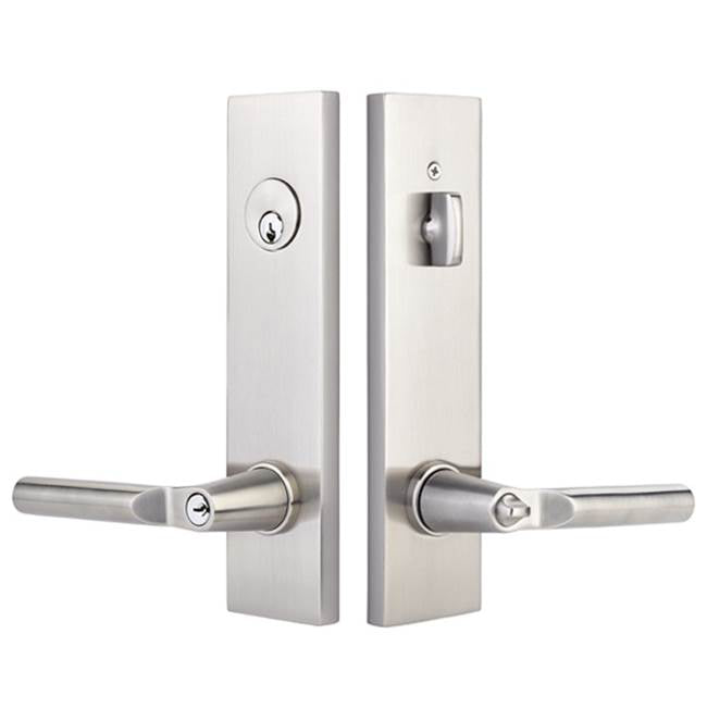 Emtek 5322LURH 2-PT Lock Key in Knob/ Lever Double Cyl , Modern Rectangular Plate , Luzern Lever , RH