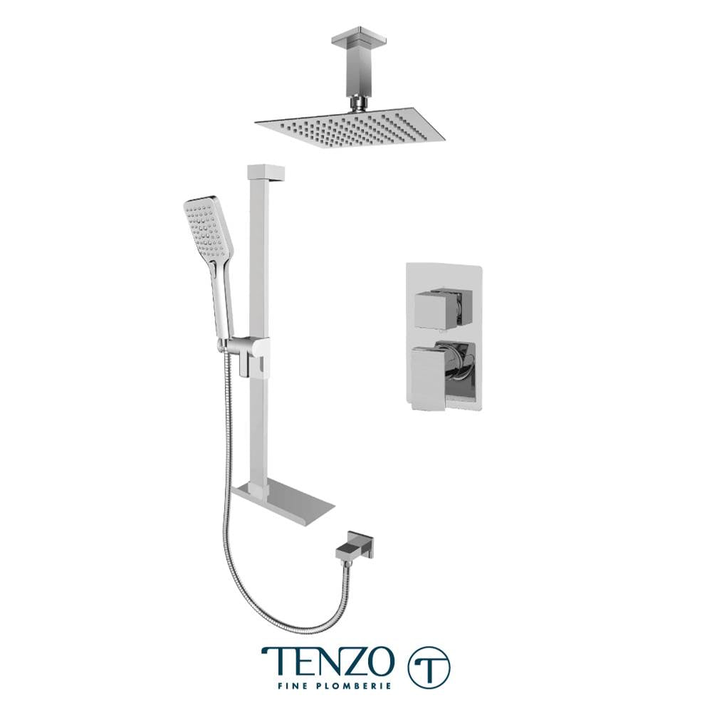 Tenzo F-SLPB32-21331-CR Trim For Slik T-Box Kit 2 Functions Pressure Balance Chrome Finish