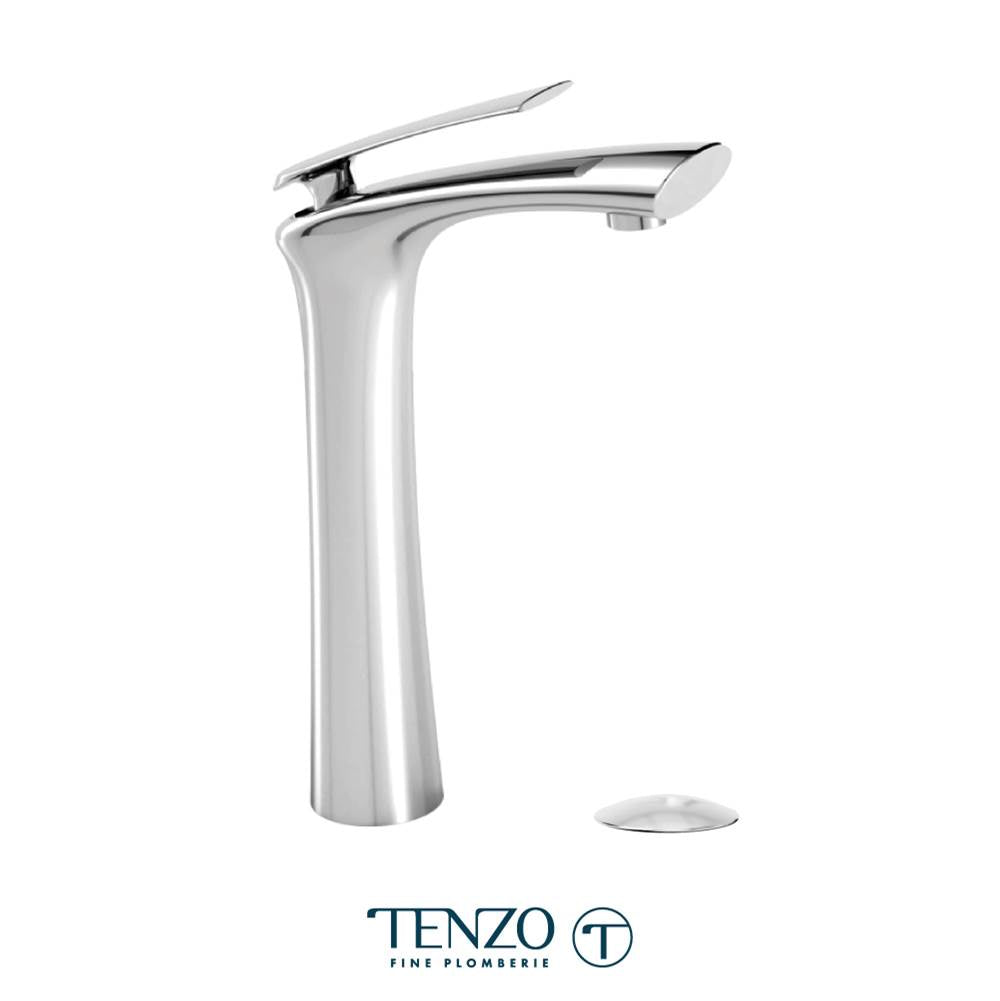 Tenzo FL12-P-CR Fluvia Single Hole Tall Lavatory Faucet Chrome With Drain