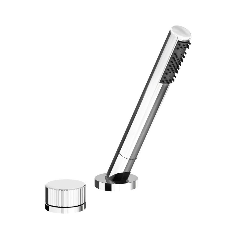 Franz Viegener FV133/59V.0 Nerea Vertical Lines Deck Mounted Roman Diverter Valve, Vertical Lines Cylinder Handle And Handshower Assembly