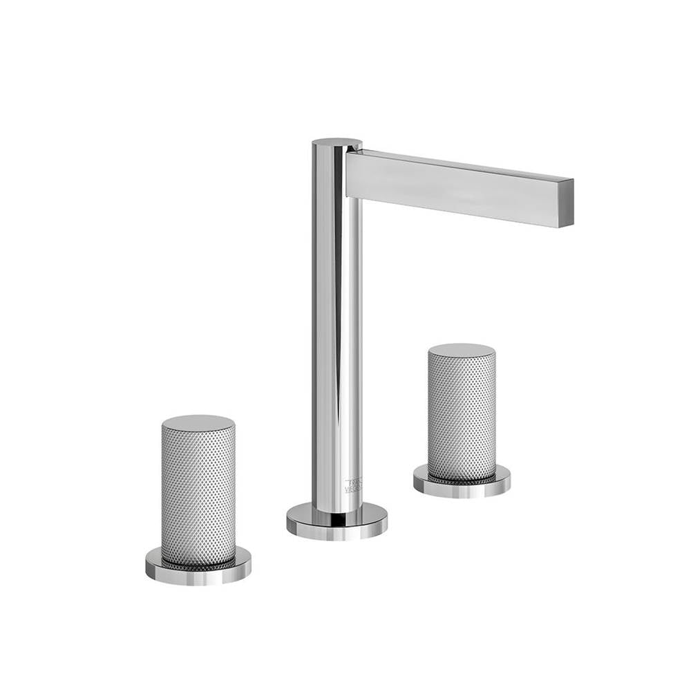Franz Viegener FV201/J2K Lollipop Knurling Widespread Lavatory Faucet, Knurling Cylinder Handle, With Pop - Up Drain Assembly