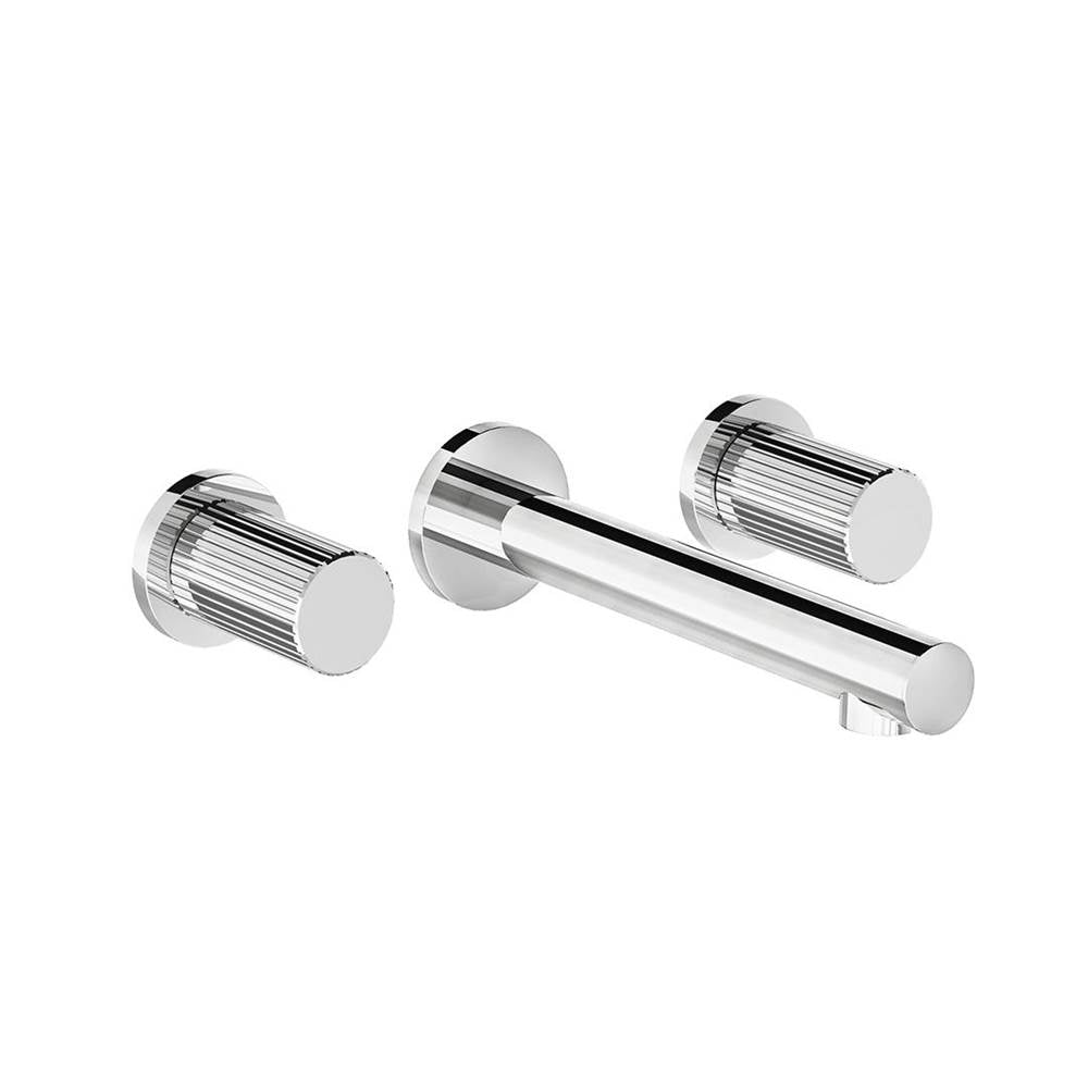 Franz Viegener FV203/J2V.0 Lollipop Vertical Lines Wall - Mounted Lavatory Faucet, Vertical Lines Cylinder Handle, Less Drain Assembly Trim Only