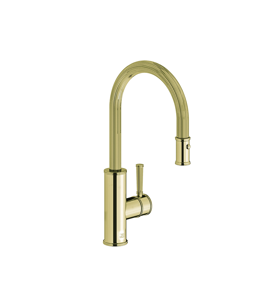 Franz Viegener FV412/K3H Classic H Kitchen Single Handle Deck Mount Kitchen Mixer With Pullout Sprayer. Flexible Hose Included.