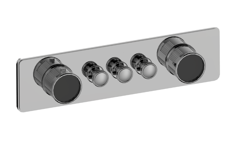 Graff G-18013HAF-T Riva Traditional 3-Button Split Knob Fluted Knurl Horizontal Trim - Parent
