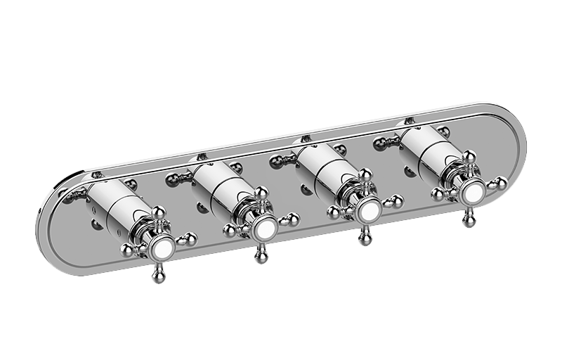Graff G-8088H-C2E0-T Adley Traditional M-Series Valve Trim With Four Handles Horizontal Orientation - Parent