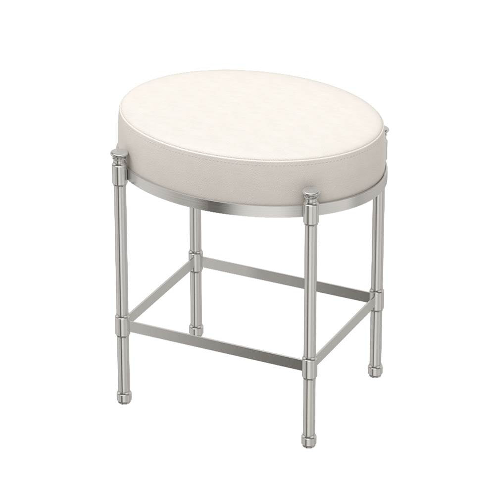 Gatco Oval White Leather Vanity Stool