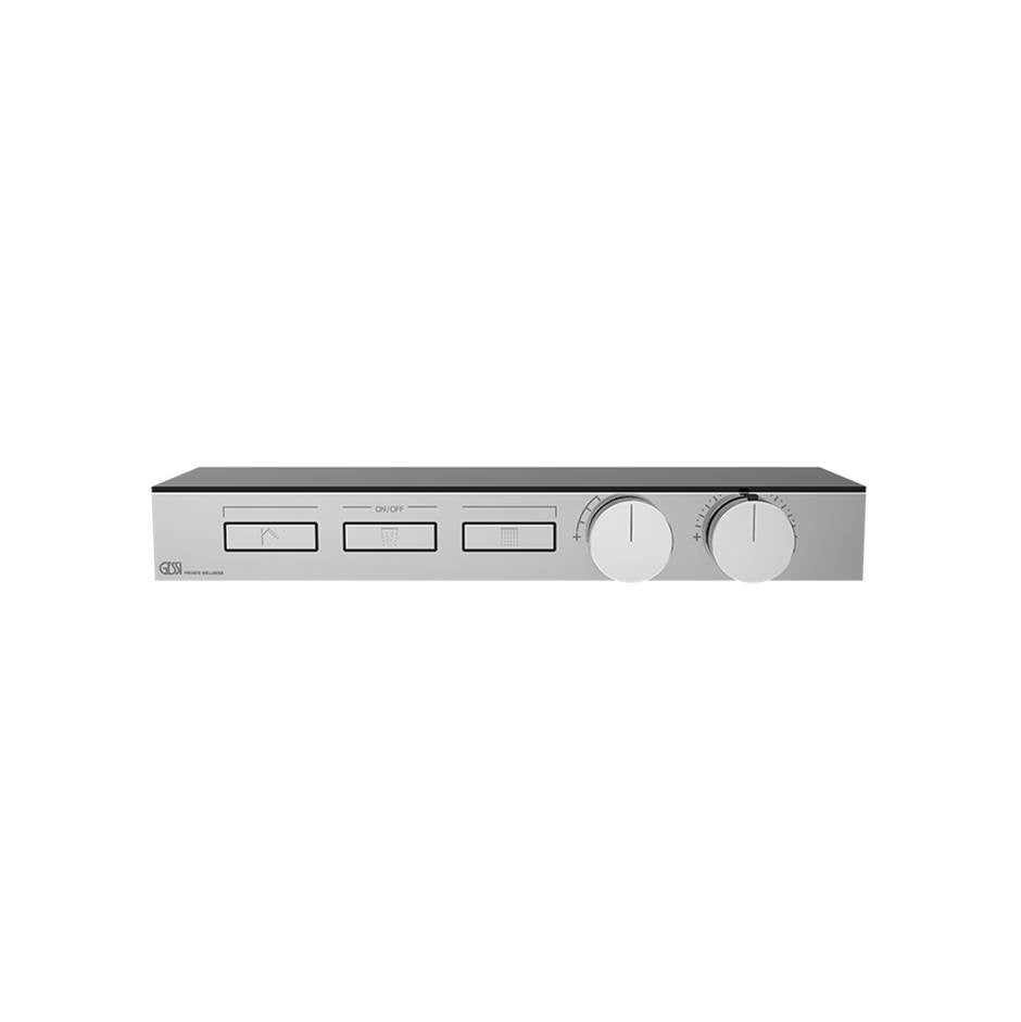 Gessi 63024 Hi Fi Trim Parts Only External Parts For Thermostatic Shelf Mixer For Three Simultaneous Functions, With Push-Button On/Off Controls.