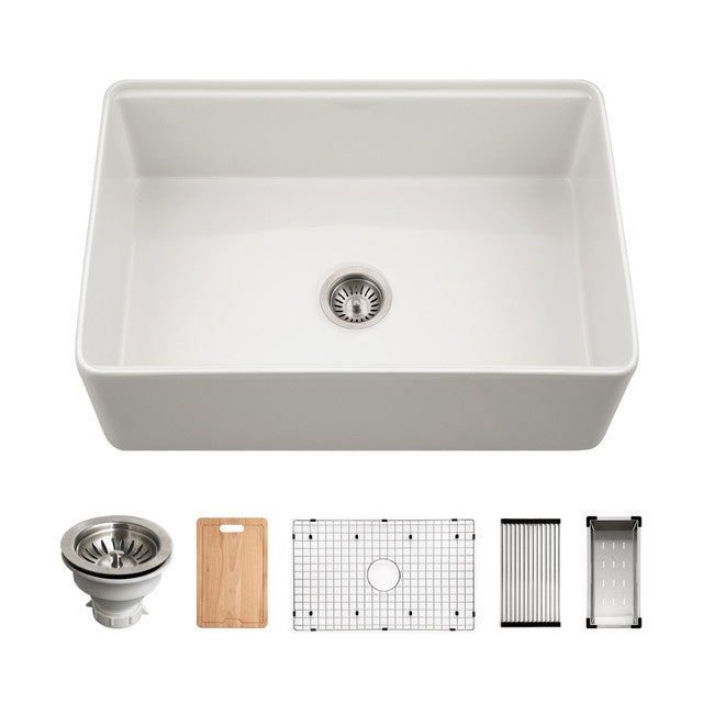 Hamat KIL-3020SW Kilncrest 30" Apron-Front Fireclay Workstation Single Bowl Kitchen Sink