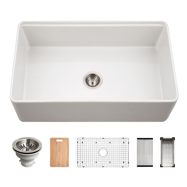 Hamat KIL-3320SW Kilncrest 33" Apron-Front Fireclay Workstation Single Bowl Kitchen Sink