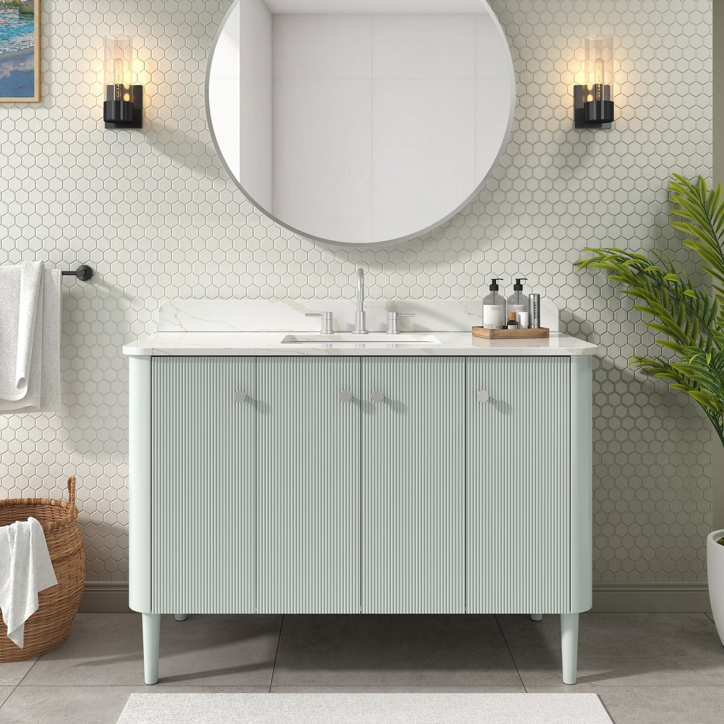 Avanity Haley Single Sink Bathroom Vanity in Soft Sage
