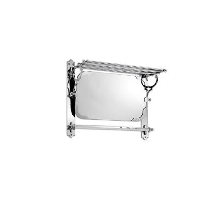 Devon & Devon HBRACK Rack shelf and towel holder with tilting mirror in brass, aluminium and steel - Parent