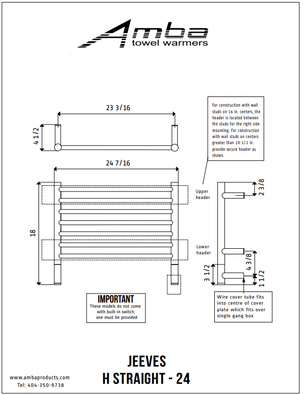 Amba HS-24 Model H Straight - 24 Width - Parent