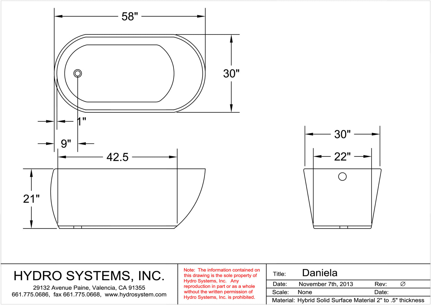 Hydro Systems DLA5830STO Daniela 5830 Freestanding Tub - Parent