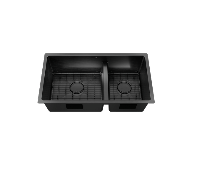 Prochef by Julien IHX60-UR-33189-TBK-G Proinox H60 Sink Undermount Double L18X16X9 R12X16X9 With Grid - Black (PVD)