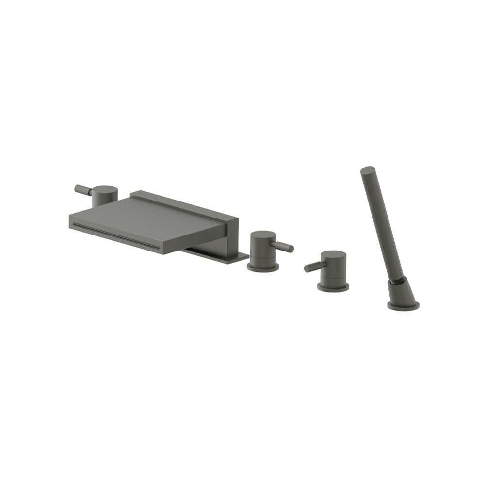 Flusso 100.2420CF Five Hole Deck Mounted Cascade Flow Roman Tub Faucet With Hand Shower