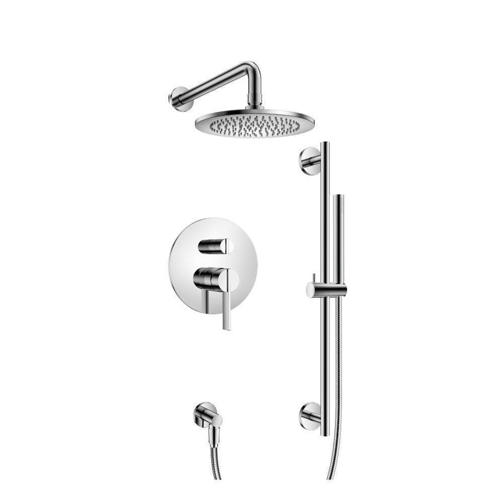 Flusso 145.3360CP Two Output Shower Set With Shower Head, Hand Held And Slide Bar