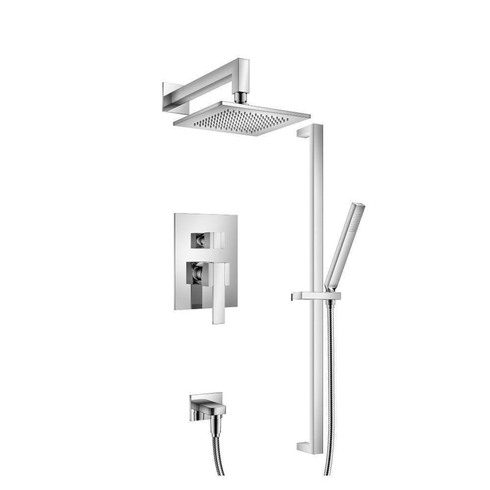 Flusso 150.3350CP Two Output Shower Set With Shower Head, Hand Held And Slide Bar