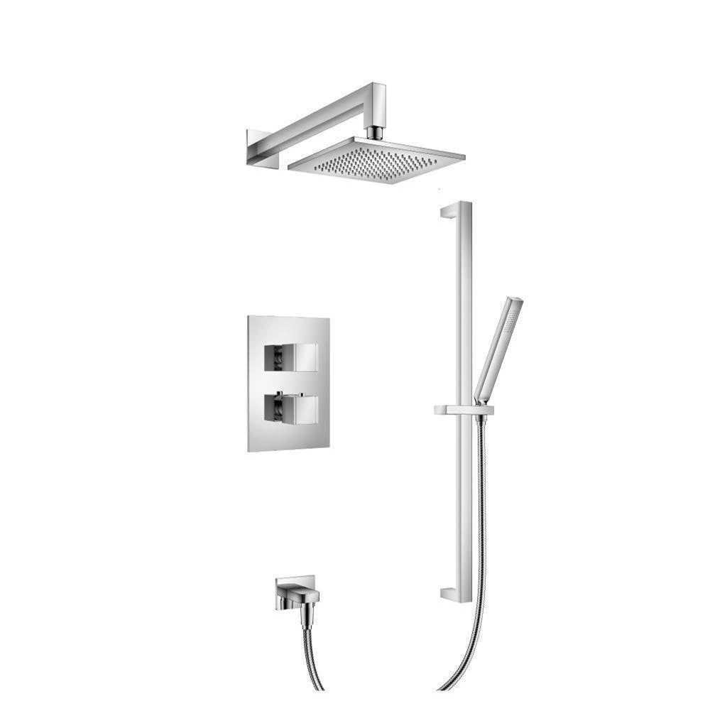 Flusso 150.7100CP Two Output Shower Set With Shower Head, Hand Held And Slide Bar