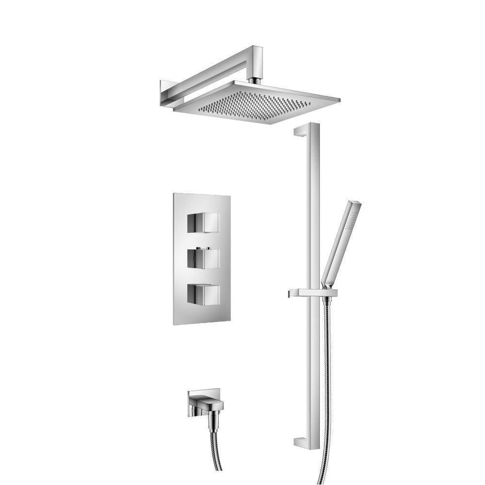 Flusso 150.7200CP Two Output Shower Set With Shower Head, Hand Held And Slide Bar