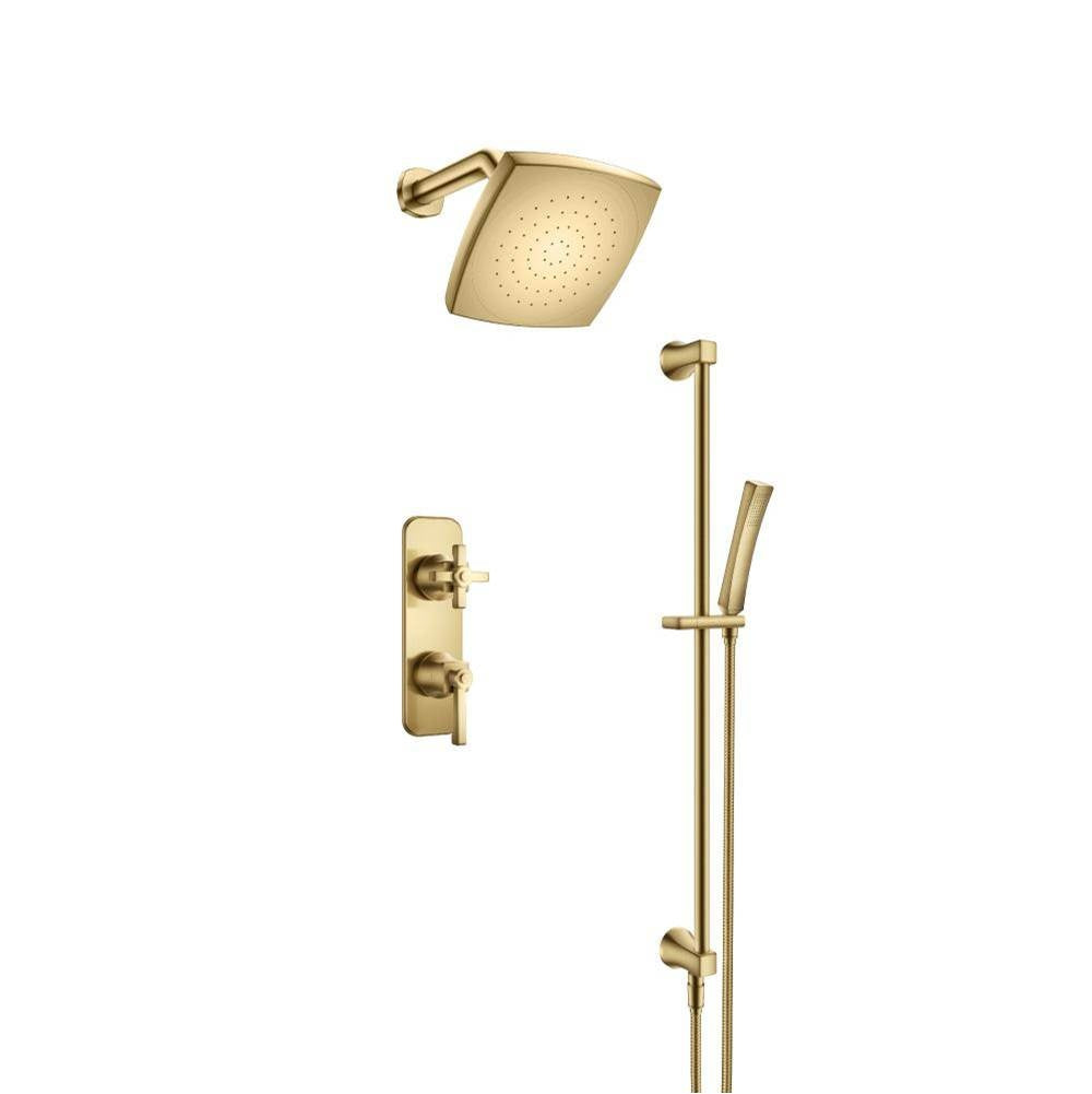 Flusso 270.7350 Two Output Shower Set With Shower Head, Hand Held And Slide Bar