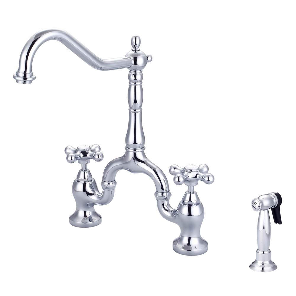 Barclay KFB506-MC Carlton Kitchen Bridge Faucet Sidespray and Metal Cross Holder