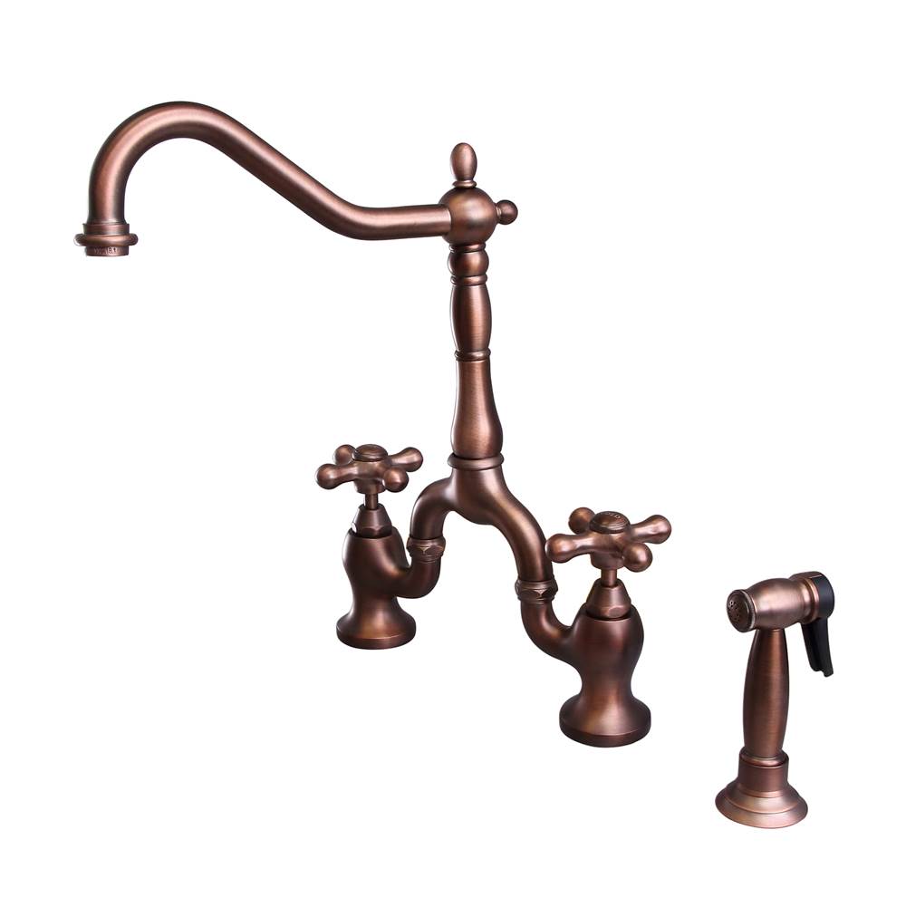 Barclay KFB506-MC2 Carlton Kitchen Bridge Faucet Sidespray and Metal Cross Holder