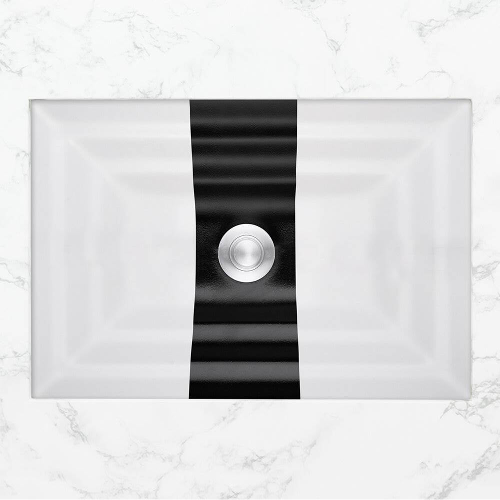 Linkasink AG12B Ribbon Medium Rectangular - White Glass with Black accent