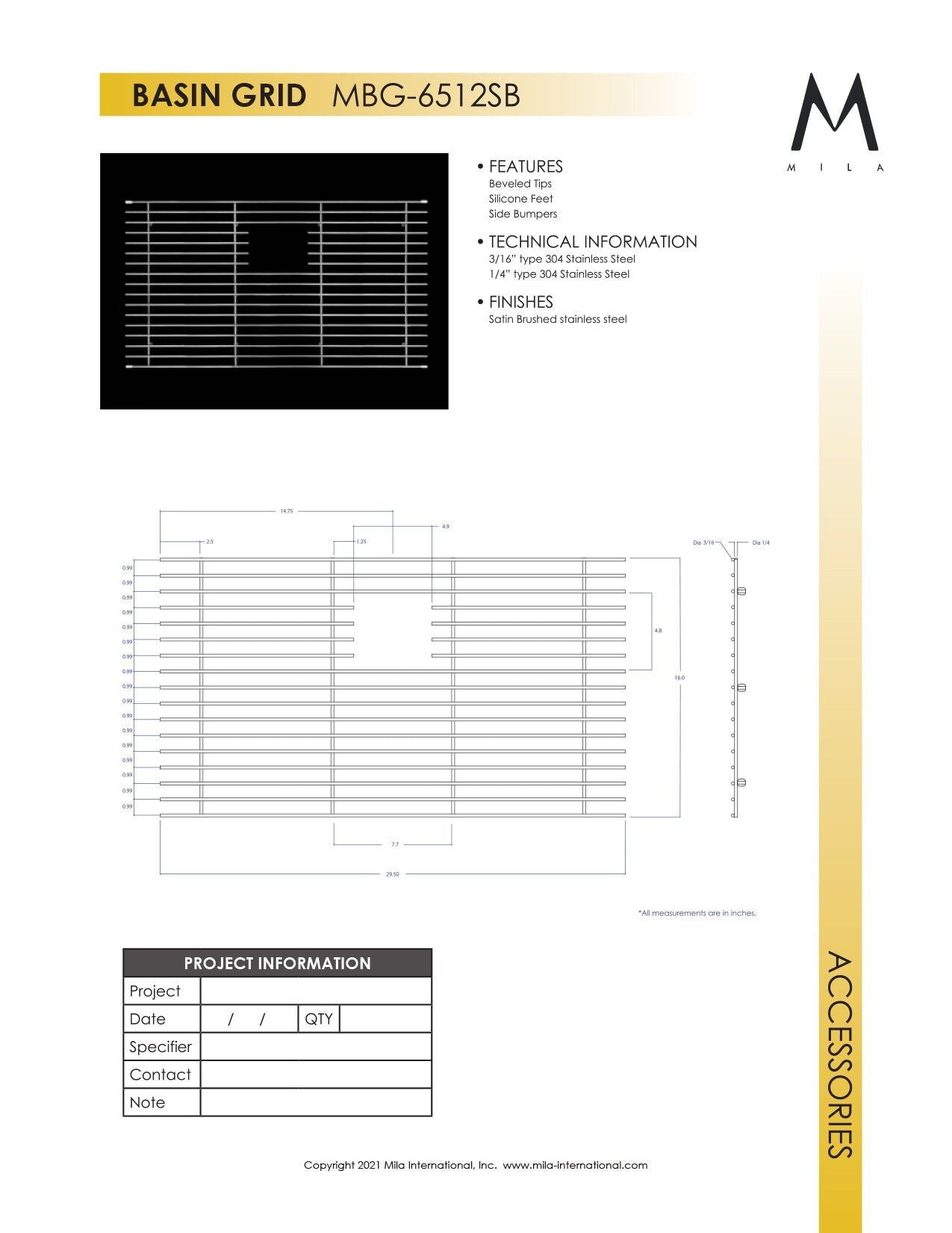 Mila MBG-6512SB Basin Grid