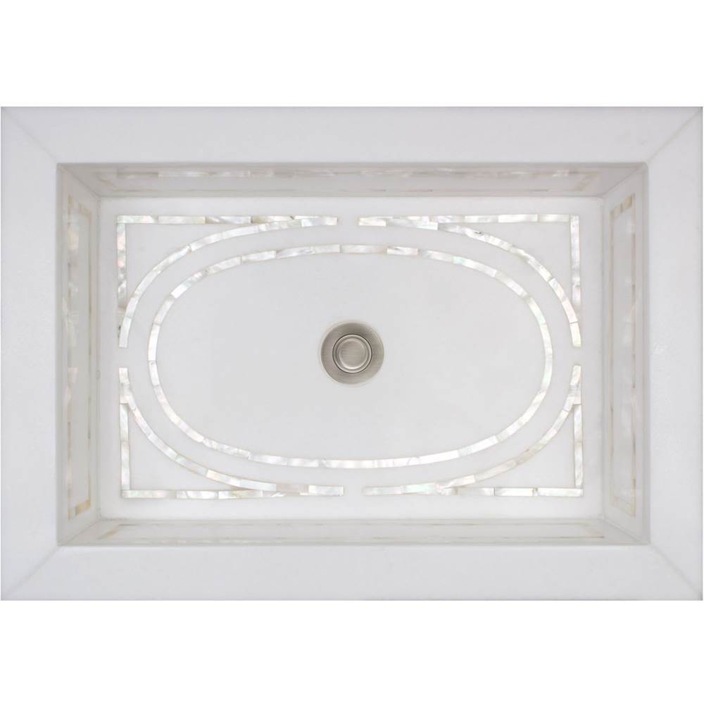 Linkasink MI04 W Graphic Mother Of Pearl Inlay - Undermount - White Marble