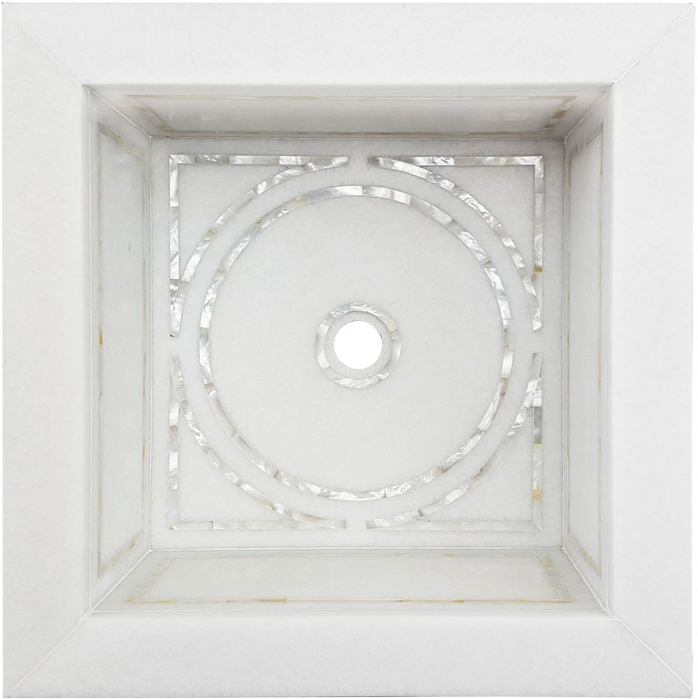 Linkasink MI07 W Graphic Mother Of Pearl Inlay Bar Sink - Drop-In - White Marble