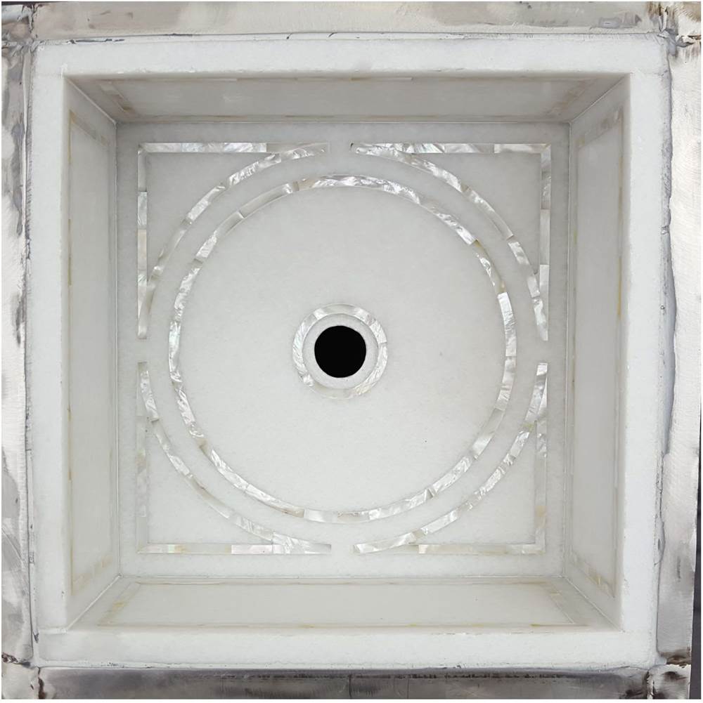 Linkasink MI08 W Graphic Mother Of Pearl Inlay Bar Sink - Undermount - White Marble