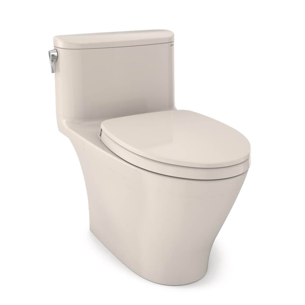 Toto MS642124CEFG Nexus One-Piece Elongated 1.28 GPF Universal Height Toilet With Cefiontect and Ss124 Softclose Seat, Washlet Ready