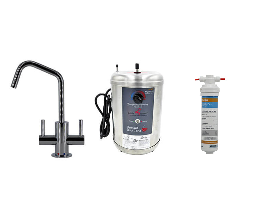 Mountain Plumbing MT1821DIY-NL Hot Cold Water Faucet with Contemporary Round Body Handles Little Gourmet Premium Hot Water Tank - Parent