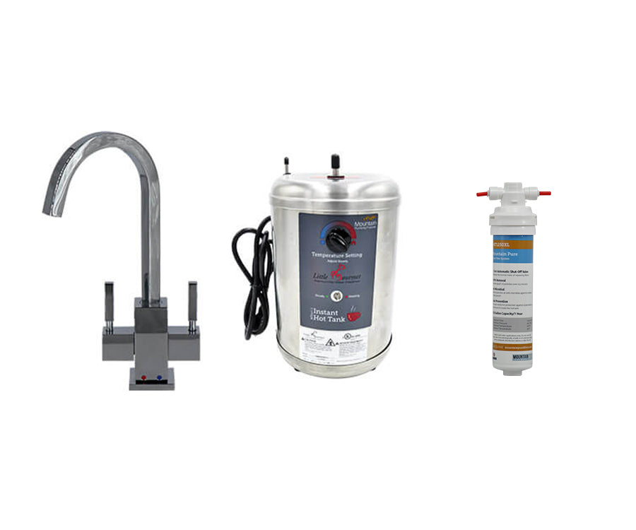 Mountain Plumbing MT1881DIY-NL Hot Cold Water Faucet with Contemporary Square Body Little Gourmet Premium Hot Water Tank - Parent