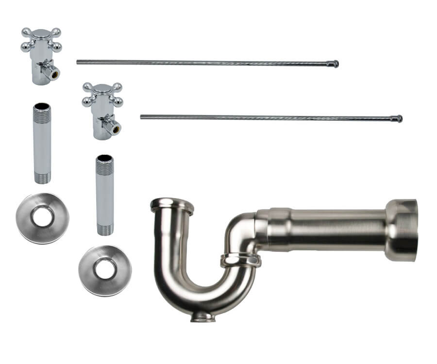 Mountain Plumbing MT3046-NL Lavatory Supply Kit w/Massachusetts P-Trap Angle Cross Handle Female IPS Inlet - Parent