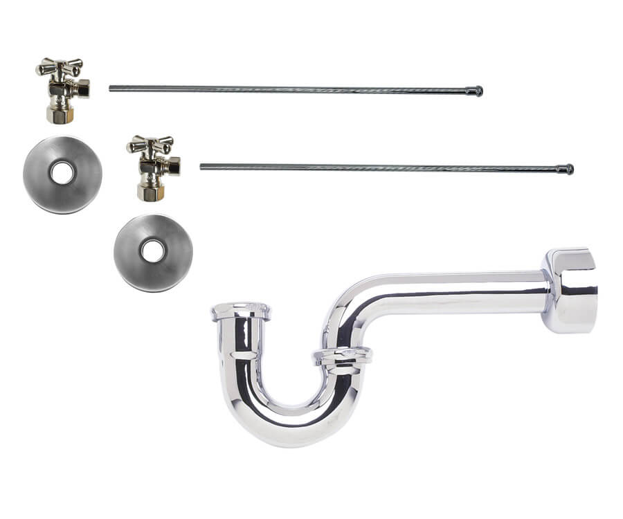 Mountain Plumbing MT4431X-NL Lavatory Supply Kit Angle w/ P-Trap Brass Cross Handle w/ 1/4" Turn Ball Valve Lead Free - Parent