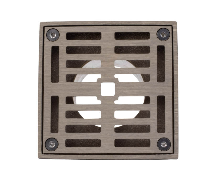 Mountain Plumbing MT506-GRID 4" Square Solid Nickel Bronze Plated Grid Shower Drain - Parent