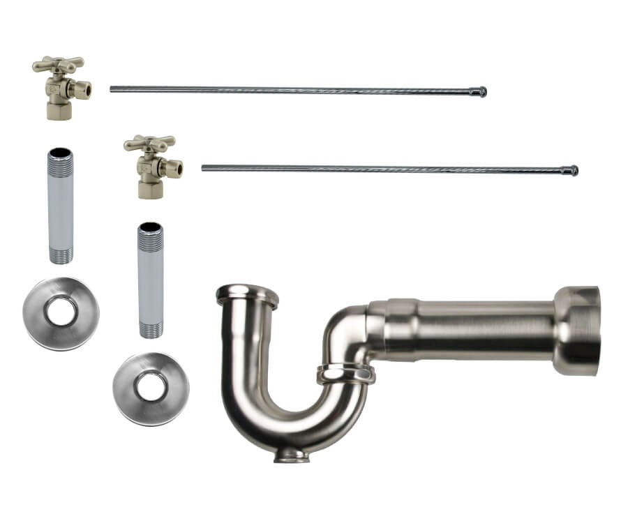 Mountain Plumbing MT616MASS-NL Lavatory Supply Kit w/Massachusetts P-Trap Angle Mini Cross Handle 1/2" Female IPS Inlet - Parent