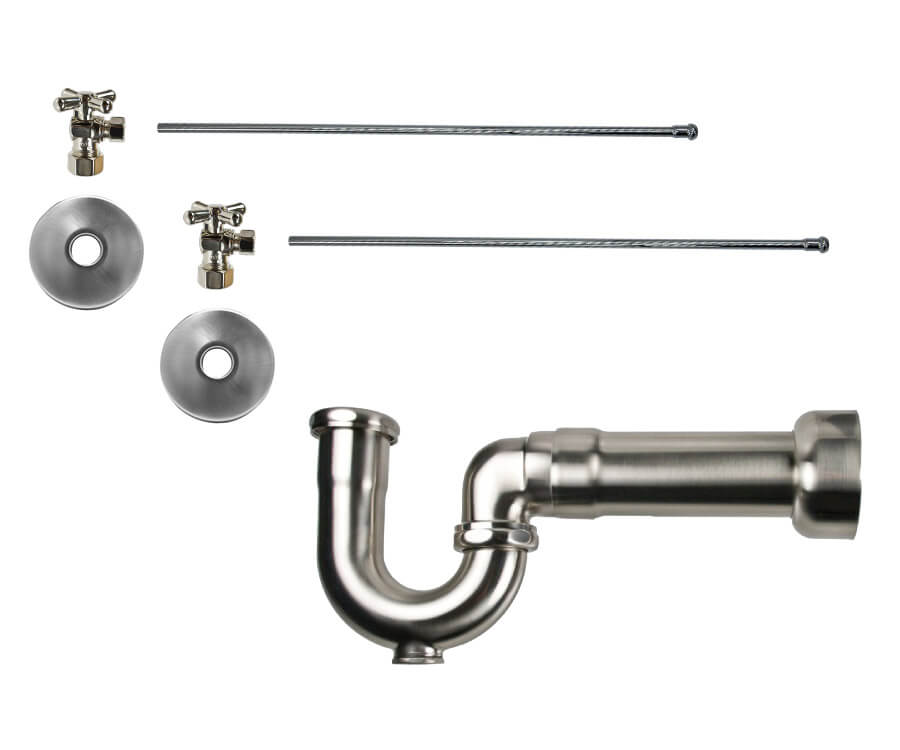 Mountain Plumbing MT621MASS-NL Lavatory Supply Kit w/Massachusetts P-Trap Angle Mini Cross Handle 1/2" Compression Inlet - Parent