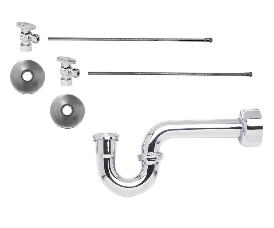 Mountain Plumbing MT7200-NL Lavatory Supply Kit w/1-1/4" P-Trap Angle Brass Oval Handle 1/2" Compression Inlet - Parent