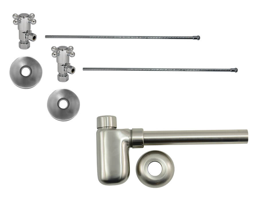 Mountain Plumbing MT8000-NL Lavatory Supply Kit w/Decorative Trap Angle Cross Handle x 3/8"O.D. Compression Outlet - Parent