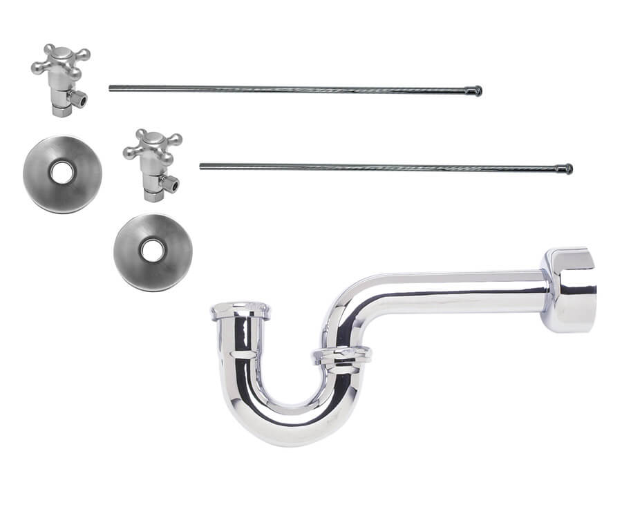 Mountain Plumbing MT8101-NL Lavatory Supply Kit w/1-1/2" P-Trap Angle Traditional Cross Handle 1/2" Compression Inlet - Parent
